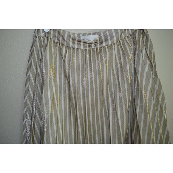 Grey Lab Accordion Pleat Skirt Midi Metallic Gold Size Medium - Picture 9 of 11